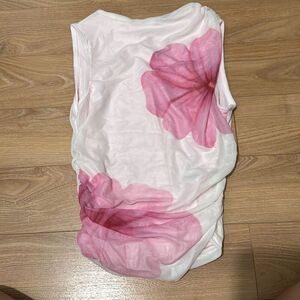 SHEIN white‎ floral high neck top size xs